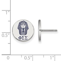 Sterling Silver Rhodium-plated LogoArt Phi Sigma Sigma Sorority Symbol Color Enamel Post Earrings view 2