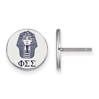 Sterling Silver Rhodium-plated LogoArt Phi Sigma Sigma Sorority Symbol Color Enamel Post Earrings view 1