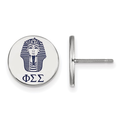 Sterling Silver Rhodium-plated LogoArt Phi Sigma Sigma Sorority Symbol Color Enamel Post Earrings