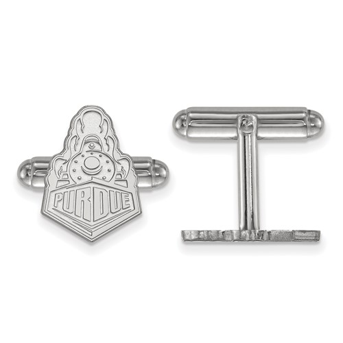 Sterling Silver Rhodium-plated LogoArt Purdue University Boilermakers Train Logo Cuff Links