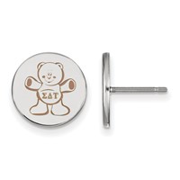 Sterling Silver Rhodium-plated LogoArt Sigma Delta Tau Sorority Symbol Color Enamel Post Earrings view 1