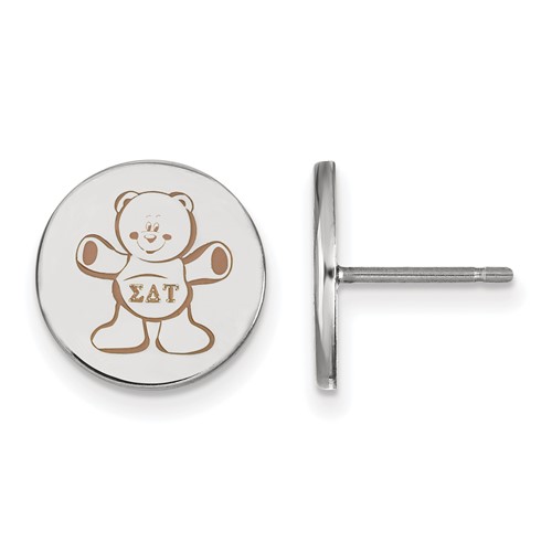 Sterling Silver Rhodium-plated LogoArt Sigma Delta Tau Sorority Symbol Color Enamel Post Earrings