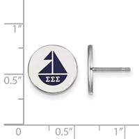 Sterling Silver Rhodium-plated LogoArt Sigma Sigma Sigma Sorority Symbol Color Enamel Post Earrings view 2