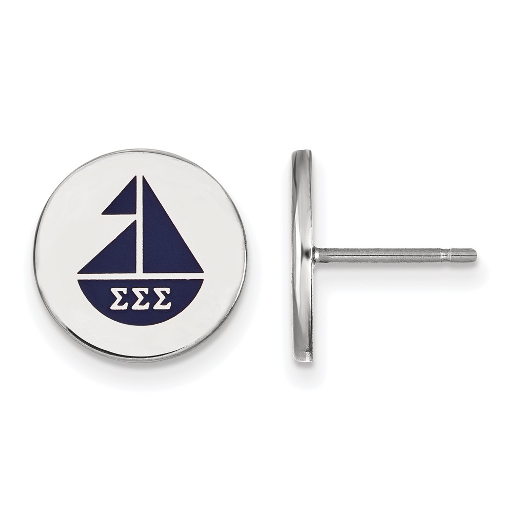 Sterling Silver Rhodium-plated LogoArt Sigma Sigma Sigma Sorority Symbol Color Enamel Post Earrings