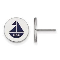 Sterling Silver Rhodium-plated LogoArt Sigma Sigma Sigma Sorority Symbol Color Enamel Post Earrings view 1