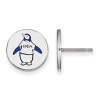 Sterling Silver Rhodium-plated LogoArt Theta Phi Alpha Sorority Symbol Color Enamel Post Earrings view 1