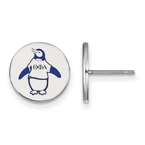 Sterling Silver Rhodium-plated LogoArt Theta Phi Alpha Sorority Symbol Color Enamel Post Earrings
