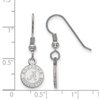 Sterling Silver Rhodium-plated LogoArt University of Alabama Crimson Tide Extra Small Dangle Wire Earrings view 2