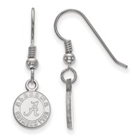 Sterling Silver Rhodium-plated LogoArt University of Alabama Crimson Tide Extra Small Dangle Wire Earrings view 1