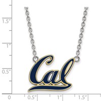 Sterling Silver Rhodium-plated LogoArt University of California Berkeley Large Enameled Pendant Necklace, 18" view 2