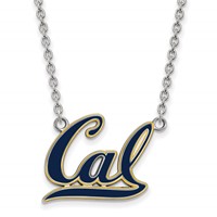 Sterling Silver Rhodium-plated LogoArt University of California Berkeley Large Enameled Pendant Necklace, 18" view 1