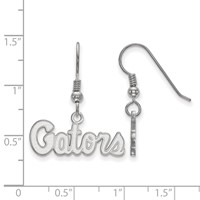 Sterling Silver Rhodium-plated LogoArt University of Florida Gators Script Extra Small Dangle Wire Earrings view 2