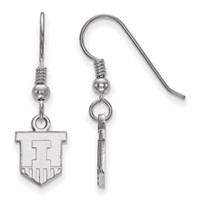 Sterling Silver Rhodium-plated LogoArt University of Illinois Victory Badge Extra Small Dangle Wire Earrings view 1