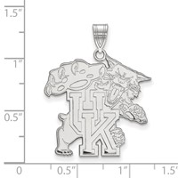 Sterling Silver Rhodium-plated LogoArt University of Kentucky U-k Wildcat Extra Large Pendant view 2