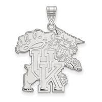 Sterling Silver Rhodium-plated LogoArt University of Kentucky U-k Wildcat Extra Large Pendant view 1