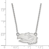Sterling Silver Rhodium-plated LogoArt University of Kansas Jayhawk Small Pendant Necklace, 18" view 2