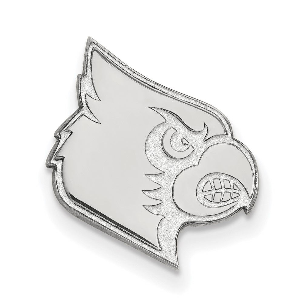 Sterling Silver Rhodium-plated LogoArt University of Louisville Cardinal Lapel Pin