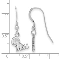 Sterling Silver Rhodium-plated LogoArt University of Mississippi Ole Miss Extra Small Dangle Wire Earrings view 2