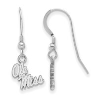 Sterling Silver Rhodium-plated LogoArt University of Mississippi Ole Miss Extra Small Dangle Wire Earrings view 1