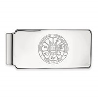 Sterling Silver Rhodium-plated LogoArt University of Nebraska Crest Money Clip view 1