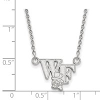 Sterling Silver Rhodium-plated LogoArt Wake Forest University W-f Deacon Small Pendant Necklace, 18" view 2