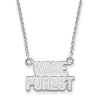 Sterling Silver Rhodium-plated LogoArt Wake Forest University W-f Deacon Small Pendant Necklace, 18" view 1