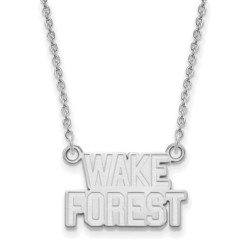 Sterling Silver Rhodium-plated LogoArt Wake Forest University W-f Deacon Small Pendant Necklace, 18"