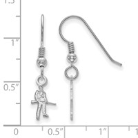 Sterling Silver Rhodium-plated LogoArt West Virginia University Mountaineer Extra Small Dangle Wire Earrings view 2