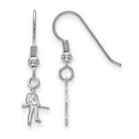 Sterling Silver Rhodium-plated LogoArt West Virginia University Mountaineer Extra Small Dangle Wire Earrings view 1