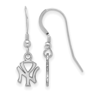 Sterling Silver Rhodium Plated Major League Baseball LogoArt New York Yankees N-Y Dangle Earrings