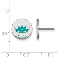 Sterling Silver Rhodium-plated LogoArt Zeta Tau Alpha Sorority Symbol Color Enamel Post Earrings view 2