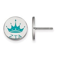 Sterling Silver Rhodium-plated LogoArt Zeta Tau Alpha Sorority Symbol Color Enamel Post Earrings view 1