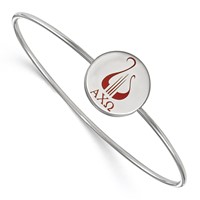 Sterling Silver Rh-plated LogoArt Alpha Chi Omega Enameled Slip-on Bangle view 1