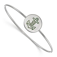 Sterling Silver Rh-plated LogoArt Alpha Sigma Tau Enameled Slip-on Bangle view 1