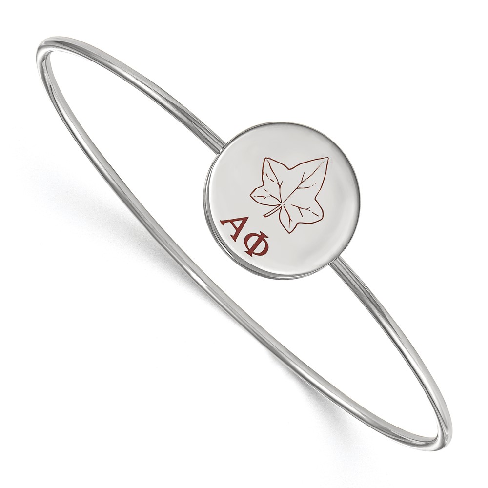 Sterling Silver Rh-plated LogoArt Alpha Phi Enameled Slip-on Bangle