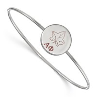Sterling Silver Rh-plated LogoArt Alpha Phi Enameled Slip-on Bangle view 1
