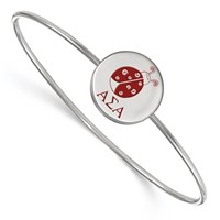Sterling S. Rh-plated LogoArt Alpha Sigma Alpha Enameled Slip-on Bangle view 1