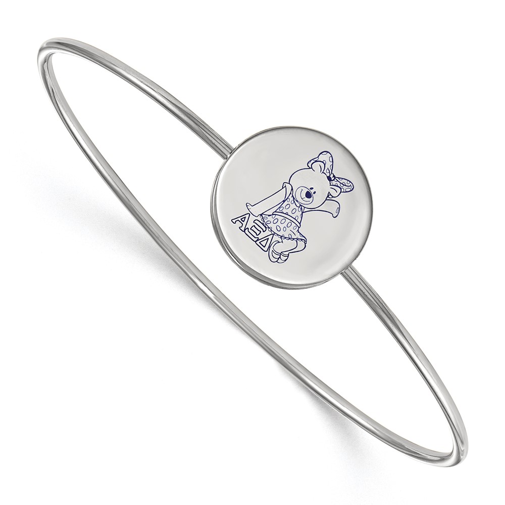 Sterling Silver Rh-plated LogoArt Alpha Xi Delta Enameled Slip-on Bangle