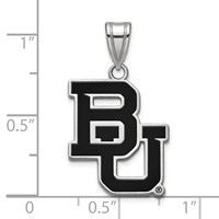 Sterling Silver Rhodium-plated LogoArt Baylor University Bears Large Enameled Pendant view 3