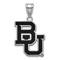 Sterling Silver Rhodium-plated LogoArt Baylor University Bears Large Enameled Pendant view 1