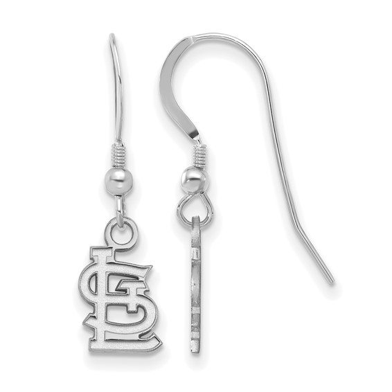 Sterling Silver Rhodium Plated Major League Baseball LogoArt St. Louis Cardinals Dangle Earrings