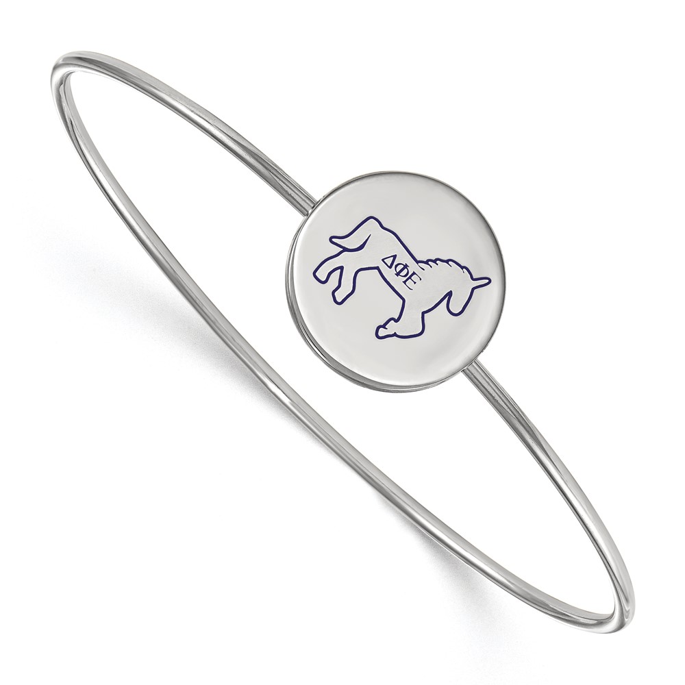 Sterling S. Rh-plated LogoArt Delta Phi Epsilon Enameled Slip-on Bangle