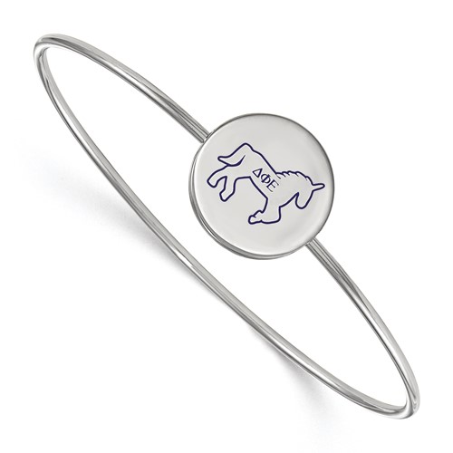 Sterling S. Rh-plated LogoArt Delta Phi Epsilon Enameled Slip-on Bangle