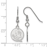 Sterling Silver Rhodium-plated LogoArt Florida State University Seminole Small Dangle Wire Earrings view 2