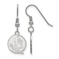 Sterling Silver Rhodium-plated LogoArt Florida State University Seminole Small Dangle Wire Earrings view 1