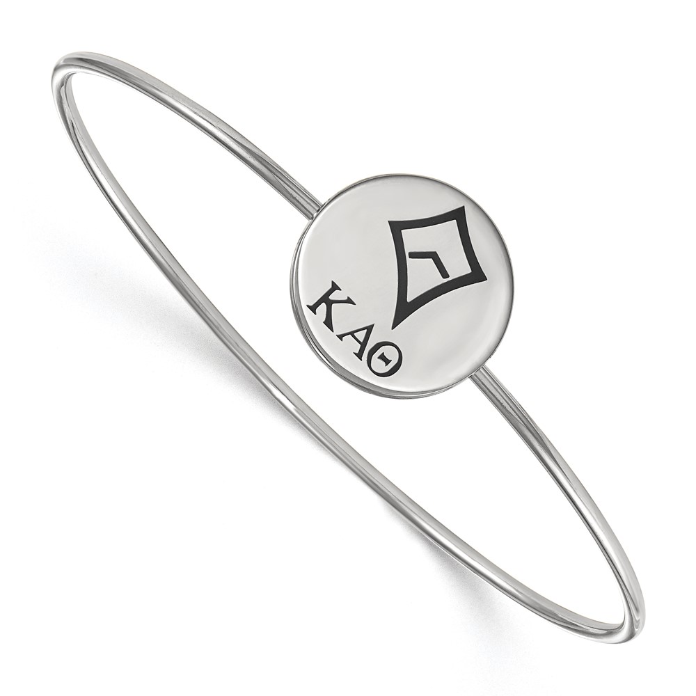 Sterling S. Rh-plated LogoArt Kappa Alpha Theta Enameled Slip-on Bangle