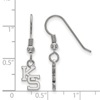 Sterling Silver Rhodium-plated LogoArt Kansas State University K-s Extra Small Dangle Wire Earrings view 2