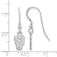 Sterling Silver Rhodium-plated LogoArt North Carolina State University Wolf Extra Small Dangle Wire Earrings view 2
