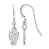 Sterling Silver Rhodium-plated LogoArt North Carolina State University Wolf Extra Small Dangle Wire Earrings view 1