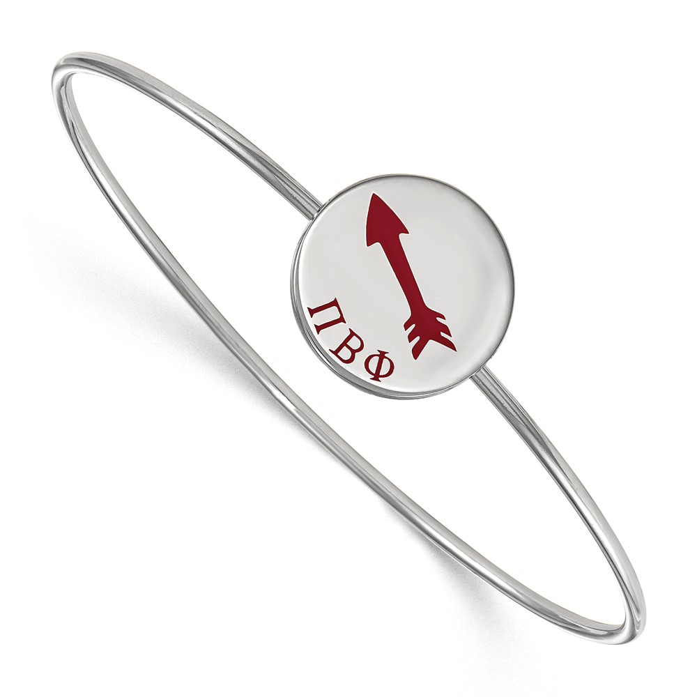 Sterling Silver Rh-plated LogoArt Pi Beta Phi Enameled Slip-on Bangle